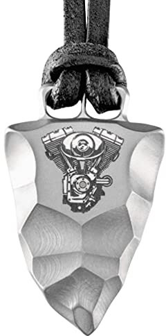 Element of Gods Titan Faustkeil V2 TwinCam Motor Biker Anhänger mit Lederband in schwarz