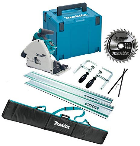 Makita DSP600ZJ 36v Twin 18v Brushless Plunge Cut Circular Saw 2X Guide Rails