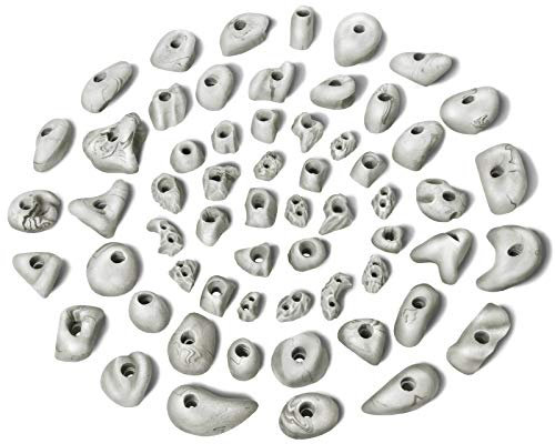 ALPIDEX 60 Klettergriffe | Kletterfläche 4-8 m² | Griffe Größen L, M, S, XS | Starterset | Klettersteine | Klettergriffset - Farbe: White-Black