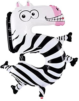 Folienballon Zahl 40 cm im Tier-Design für Luftbefüllung - für Geburtstag Hochzeit Party - Ballon im Zahlen-Design Jubiläum Geschenk Luftballon Zahlenballon riesen Nummer Deko Kinder Deko (Zahl 5)