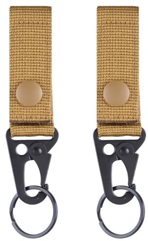 TRIWONDER Taktische Schlüsselanhänger, Gürtel karabiner, Gürtelclip, Molle karabiner, Gurtband für Bergsteigen Camping Wandern Outdoor Aktivitäten (Khaki - 2)