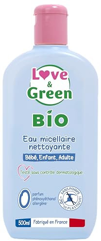 Love & Green - Eau Micellaire Nettoyante Bio 0% 500 ml - Fabriqué en France