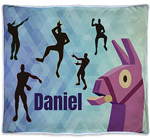 Personalisierte Decke. Personalisierte Geschenke. Kuscheldecke mit Namen. Geek-Geschenke. Personalisierte Fleecedecke. Öko-Tex-zertifiziertes Gewebe. 600gr/m². Ungefähre Größe 140x125cm. FORTNITE