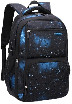 Galaxy-Print Backpack Rucksack for Boys Middle-School Elementary Bookbag