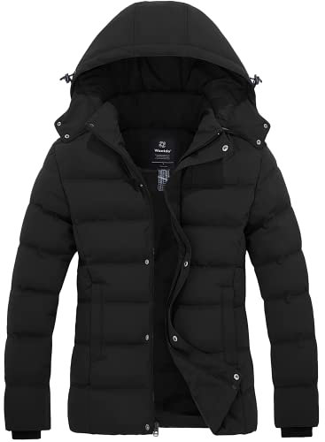 Wantdo veste d'hiver pour femme manteau court chaud épais veste matelassée coupe-vent hiver doudoune avec capuche amovible manteau rembourré