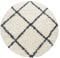 TT Home Wohnzimmer Teppich Hochflor Langflor Schlafzimmer Modern Soft Skandi Rauten Design Creme, Farbe: Creme, Größe:200 cm Rund