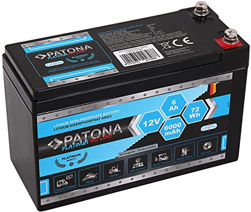 PATONA Platinum LiFePO4 Battery 12V 6Ah (72Wh) Supply Battery Traction Battery with Battery Management System (BMS)