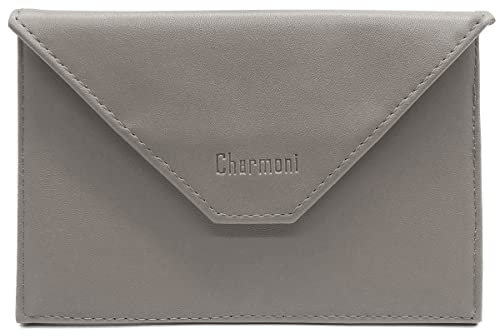 Charmoni - Etui Pochette Porte Papier Voiture - Porte Carte Grise permis de Conduire pièce d'identité Assurance - Cuir Vachette - Femme Homme (Gris)