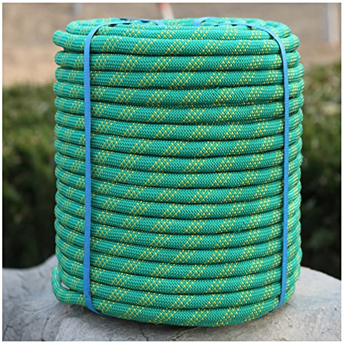 Outdoor Seil 8mm/10mm/12mm/14mm/16mm Grün Statisches Kletterseil，Nylonsicherheitsseil，Baumklettern，Eisklettern，Sicherheitsfluchtseil，Camping，Katastrophenflucht（Mit Sicherheitsschloss）(Size:16mm-10M)