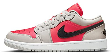 Nike Damen Air Jordan 1 Low UNC Basketballschuh, Lt Iron Erz/Schwarz-Sirene Rot, 42 EU
