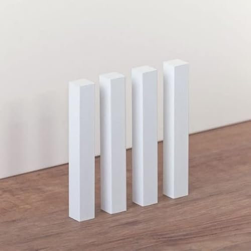 PROVISTON | Coins universels | Coins en bois | Tour en bois | pour plinthes | 15 x 15 x 118 mm | En hêtre massif | Laqué blanc | Lot de 4
