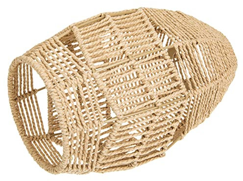 Angoily Rattan Lampenschirm für Pendelleuchten Ersatz Wicker Lampenschirm Kleine Kronleuchter Lampe Schattenabdeckung für Schlafzimmer Wohnzimmer Home Halle Esstisch (Khaki 27X12. 4 cm)