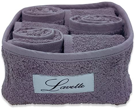 CA' D'ORO Cestino Lavette 100% Cotone 350 gr/mq con trapuntatura (Malva, 6 Lavette)