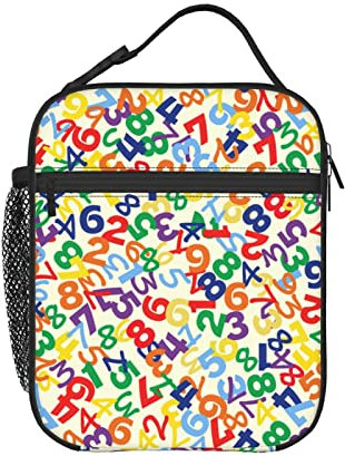 PrelerDIY Numbers Lunch Box - Insulated Lunch Bags for Women/Men/Girls/Boys Detachable Handle Lunchbox Meal Tote Bag