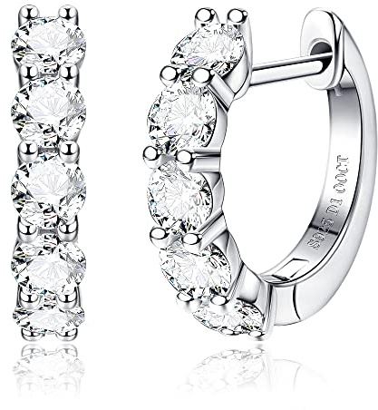 Moissanit-Creolen, 2,0 Karat D-Farbe, Brillant-Rundschliff, Labor-Created Diamant, Ohrringe, 18 Karat Weißgold, Sterlingsilber, Huggie-Ohrring für Damen und Herren, Hochzeitsohrringe, Silber/Gold, 2.0