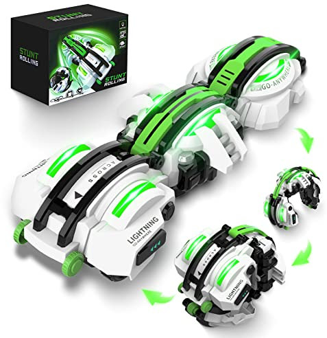 BAZADER Remote Control Car with LED Lights, RC Cars Snake 360° Roll Toys, Toys for 6 7 8 9 10 11 12 Years Old Boys, 2 Batteries 30+min, Toy Gift for 6+ Teen Boys Gifts, Green