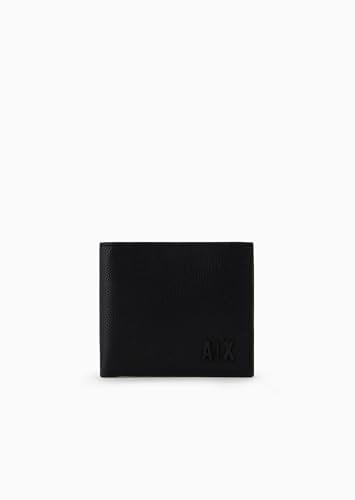 Armani Exchange Tonal AX Logo Billfold with Coin Pocket Wallet, Portefeuille à Deux Volets pour des Hommes, Black,