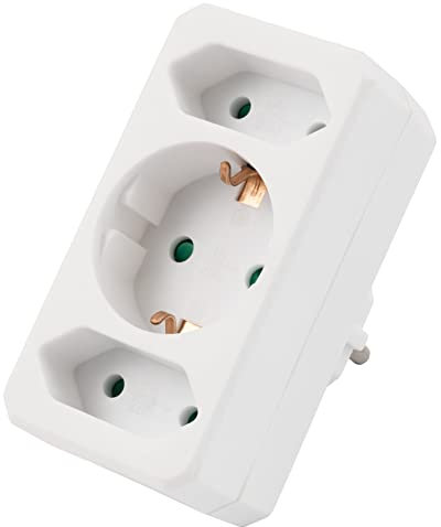 MC POWER - Steckdosenadapter Zwischenstecker | 1x Schutzkontakt, 2X Euro | Steckdosenverteiler Mehrfachsteckdose weiß
