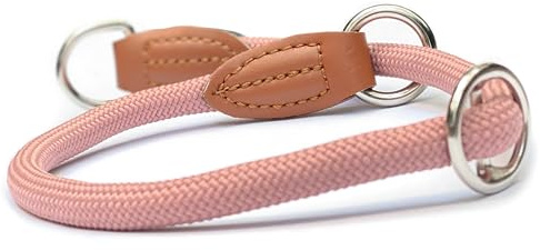 Leisegrün Hundehalsband Paracord verstellbar | Halsband für Hunde aus Nylon | Modell Devon | Rosa | Größe: M