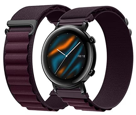 MBAFIT Armband für Huawei Watch GT2 42mm Band Elastisch Weiches Nylon Textile Sport G-Haken Sportarmband mit Huawei Watch GT 2 42mm Atmungsaktiv Uhrenarmbänder mit Huawei Watch GT2 42mm (J,GT2 42mm)