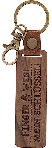 GRUSS & CO Schlüsselanhänger Holz Motiv Weg | Anhänger aus Walnussholz mit Gravur Finger weg! Mein Schlüssel!, inkl. Karabiner | 48346