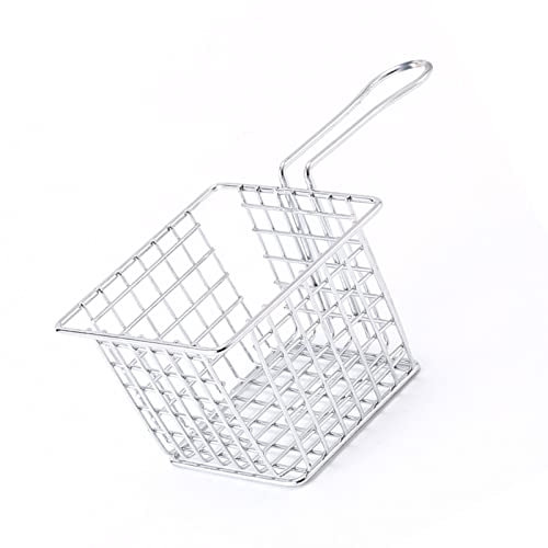 Miokycl Cesta de hierro para freír, colador con asa para restaurante y hogar (color galvanoplastia)