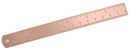 Roségold-Schere, Roségold-Lineal, 12 Zoll, Kupfer, Verdicktes Kupfer, Gerades Lineal, 0–150 Mm, Kupferlineal, Zeichenzubehör (Länge 15 cm, Dicke 1,5 mm)