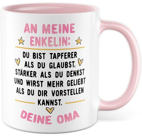 Oma Enkelin Tasse Geschenk Kaffeetasse Großmutter Geschenkidee Motivations-Spruch Kaffee-Becher Inspiration Geburtstag Weihnachten Enkelkind Enkeltochter Omi