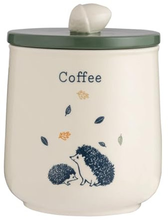 Price & Kensington Ceramic Coffee Jar Woodland Airtight Lid Acorn Handle Canister Container 1L, Green, Beige, Large