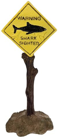YAMSLAM Fish Tank Creative Resin Warning Sign, Shark Skull Stop Warning Sign, Landscape Decoration for Aquarium Fish Tank Home