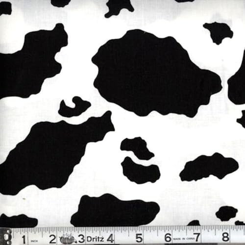 Generic Stoff mit Kuhfell-Motiv, schwarz-weiß, exotisch, 100 % Baumwolle, vorgeschnitten, 91 cm