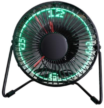 OSALADI Ventilatore con Orologio Mini Ventilatore a Led Ventola di Raffreddamento Orologio da Tavolo Portatile Struttura in Metallo Rumore per E Viaggio