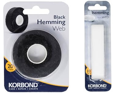 KORBOND Hemming Web - 20m Black + 10m White Hem Tape - No Sew Hemming -– Invisible Mending Tape for Fabric - Iron On Hem Tape - NO Sewing Required Adhesive Fabric Tape, Webbing Tape, Hemming Tape