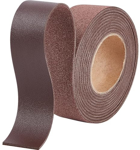 GORGECRAFT 25 mm X 2 m Litschi-Genarbtes Lederstreifen Flaches Lederband 1.7 mm Dick Kunstlederband Fäden Seil Für Heimwerker Basteln Gürtel Möbelgriffe Armbänder Schmuckherstellung Kokosnuss Braun