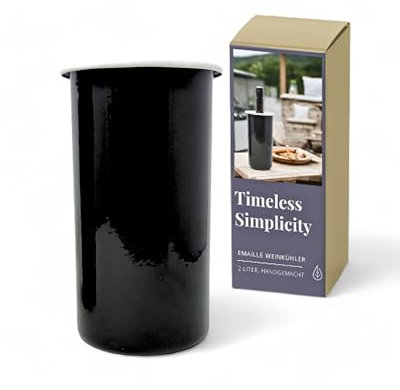 LIVLIG Weinkühler Emaille, Flaschenkühler 22 cm, Vintage Vase, Besteckhalter, Emaille Geschirr für den Outdoorbereich, Farbe: Anthrazit