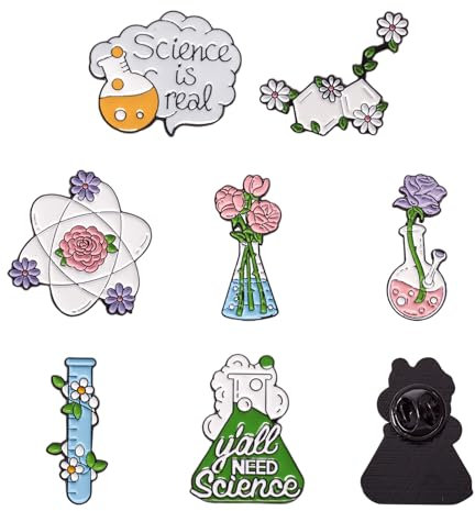 PandaHall 7pcs Chemistry Enamel Pins Molecule Flask Science Brooch Lapel Badges for Scientist Clothing Jacket Bag Backpack Decoration