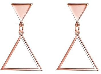 Ohrhänger Rosegold, Ohrstecker mit hohlem Dreieck-Anhänger für Frauen, Rose Gold