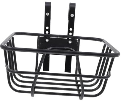 F Fityle Metal Wire Front Basket with Hooks Front Basket Bike Wire Basket 25x25x12cm Small Bike Storage Basket Universal Accessory Simple Installation for Kids Folding Bike Electric Bike