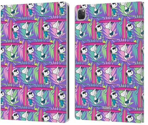 Head Case Designs Offizielle Peanuts Surf Muster Snoopy Aloha Disco Leder-Wallet-Hülle Kompatibel mit Apple iPad Pro 13 M4 2024