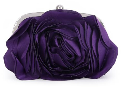 LHHMZ Femmes Élégant Rose Pochette Sac Pochette en satin floral Pochette de fête de mariage florale