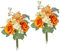 Kunstblumen-Strauß Rosen Lilien Hortensie 35cm 2er Set Blumensträuße Seidenblume Dekoblume Bouquet Hochzeit Blume Mittelstück Tischdeko unecht Grableger Grabschmuck Aufleger Grabdeko, Orange
