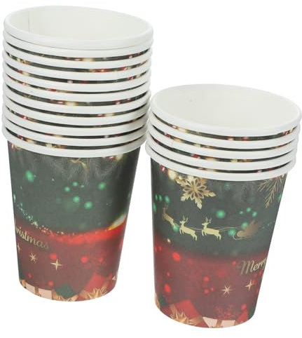 COLLBATH Lot De 32 Gobelets Jetables En Papier Épais Pour Fête De Noël Gobelets À Café Gobelets Pour Banquets