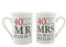 Happy Homewares Ivory White 40th Anniversary Mr Right & Mrs Always Right Ceramic Gloss Mug Gift Set