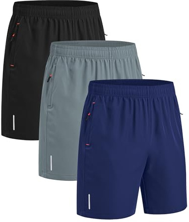 kuzwufs Kurze Jogginghose Herren Sommer Trainingshose Atmungsaktive Sport Shorts Leicht Herren Laufshorts Schnell Trocknend Kurze Running Hose Fussball Hose Männer-Schwarz/Blau/Grau-3XL