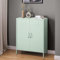 skølm Kommode Atria pastellgrün, Sideboard für Wohnzimmer, Metall Kommode mit Doppeltür, Metallschrank, Mehrzweckschrank Größe 100x80x38 cm