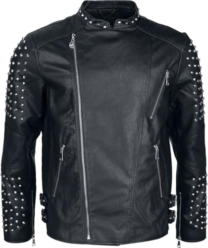 Rock Rebel by EMP Herren schwarze Kunstlederjacke mit Spitznieten besetzt