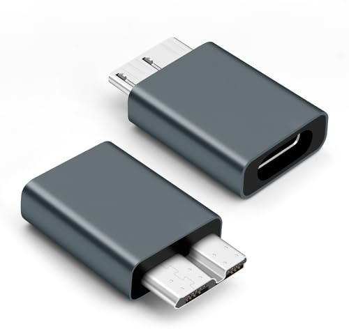 BORLTER CLAMP USB C zu USB 3.0 Micro-B Festplatten-Adapter für Externe HDD/SSD, Kompatibel mit WD, Seagate, Toshiba, Samsung T3 / T5 SSD und Anderen Festplattengehäusen/Docks, Grau