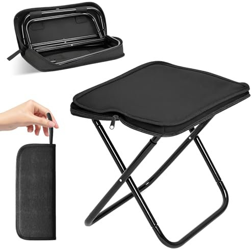 Fusshocker Klappbar Outdoor, Camping Hocker Faltbar, Mini Klapphocker Faltbar Hochwertiges Oxfordgewebe & Stahl, Tragfähigkeit 120 kg Tragbarer Hocker zum Bergsteigen und Wandern Garten Angeln