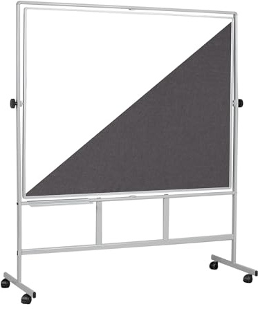 Bi-Office Revolver Plus, Double-Sided Lacquered Steel and Felt Surface, Aluminium Structure, 120 x 90 cm