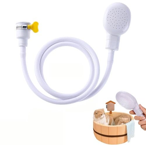 Tap Shower Attachment for Bath Taps Spray, Shower Hose and Head Spray, Bath Sink Single Tap Showers Attachment Head Hose for Washing Pet Dog/Cat, Hair Washing (White)